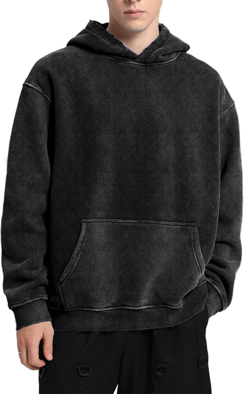Mens Hoodies Oversized Unisex Acid Wash Hoodie Heavyweight Fleece Vintage Cotton Sweatshirt Men Women Streetwear