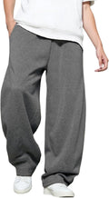 Men’S Baggy Sweatpants with Elastic Drawstring Waist, Breathable Wide-Leg Casual Loose Cotton Joggers Deep Pockets