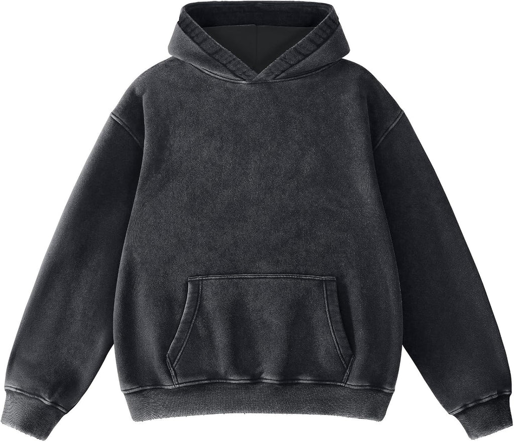 Mens Hoodies Oversized Unisex Acid Wash Hoodie Heavyweight Fleece Vintage Cotton Sweatshirt Men Women Streetwear