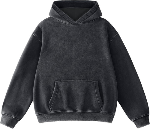 Mens Hoodies Oversized Unisex Acid Wash Hoodie Heavyweight Fleece Vintage Cotton Sweatshirt Men Women Streetwear