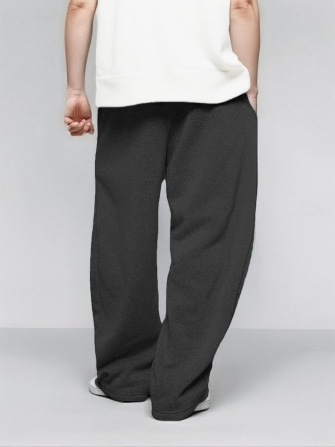 Men’S Baggy Sweatpants with Elastic Drawstring Waist, Breathable Wide-Leg Casual Loose Cotton Joggers Deep Pockets
