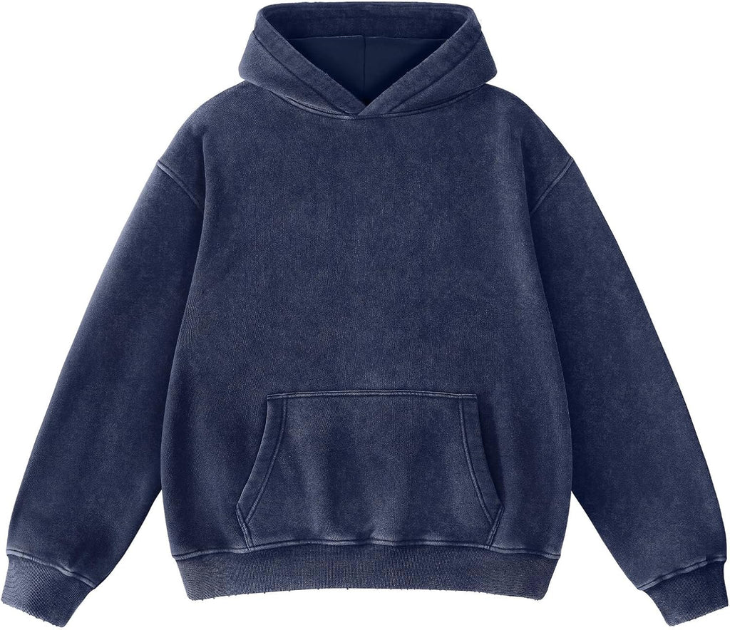 Mens Hoodies Oversized Unisex Acid Wash Hoodie Heavyweight Fleece Vintage Cotton Sweatshirt Men Women Streetwear