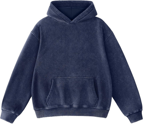 Mens Hoodies Oversized Unisex Acid Wash Hoodie Heavyweight Fleece Vintage Cotton Sweatshirt Men Women Streetwear