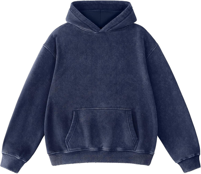 Mens Hoodies Oversized Unisex Acid Wash Hoodie Heavyweight Fleece Vintage Cotton Sweatshirt Men Women Streetwear