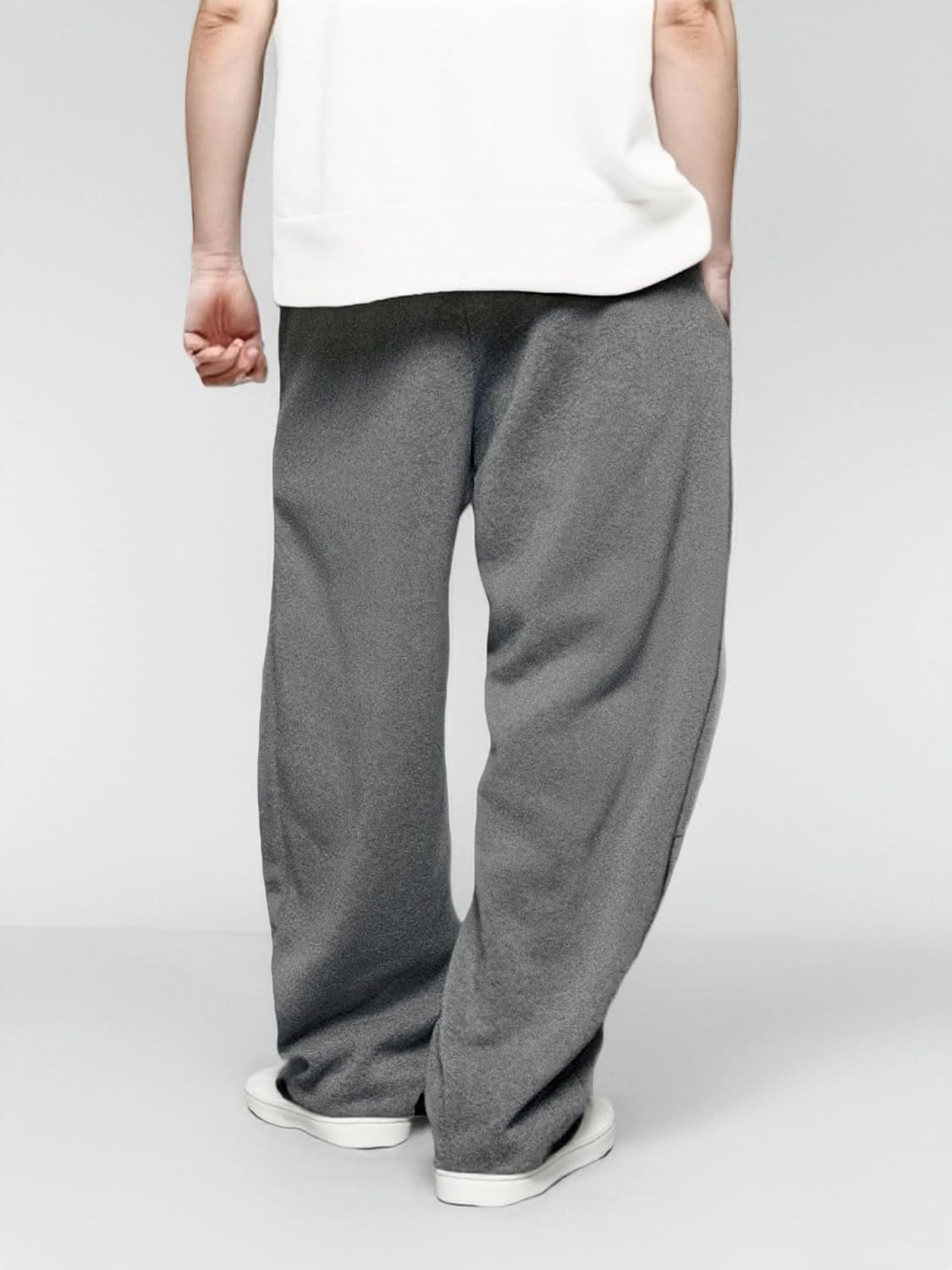 Men’S Baggy Sweatpants with Elastic Drawstring Waist, Breathable Wide-Leg Casual Loose Cotton Joggers Deep Pockets