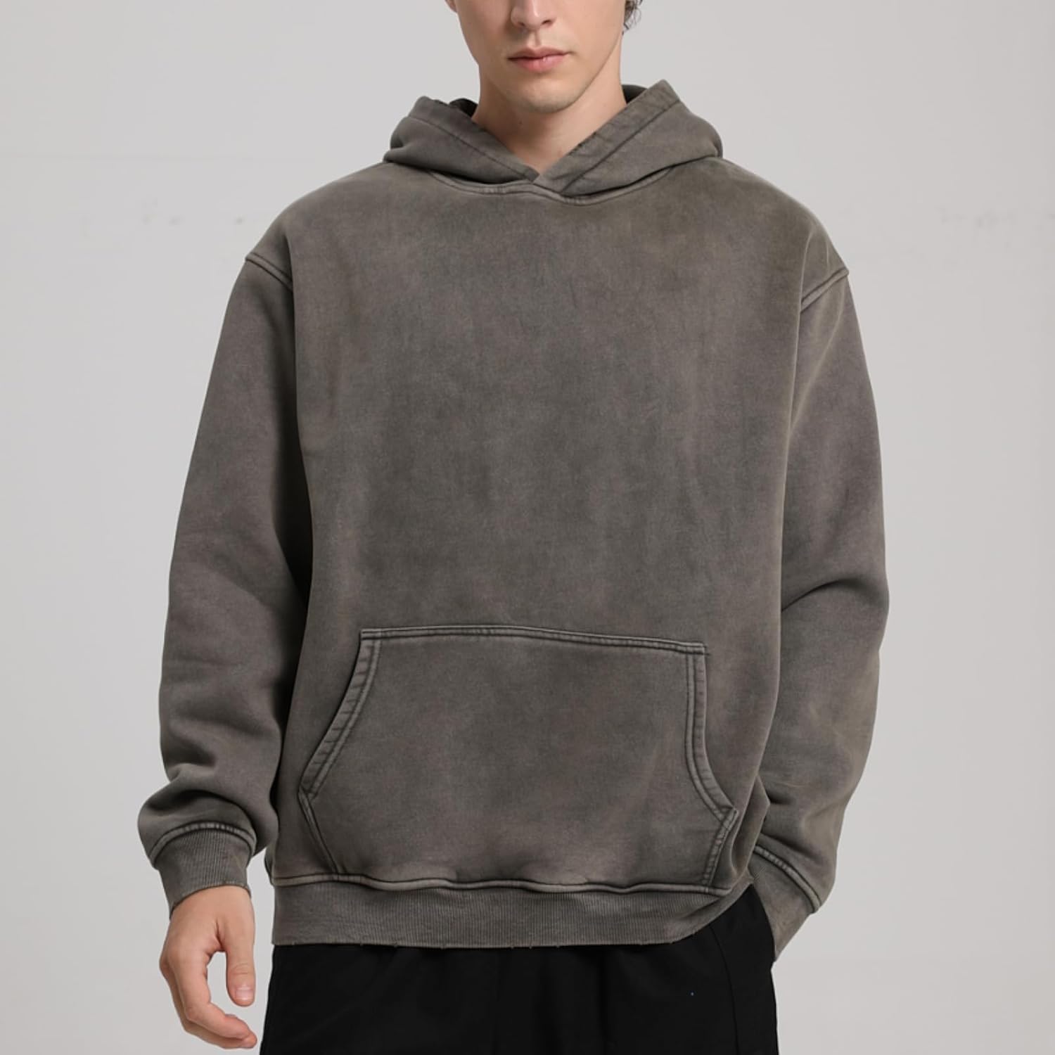 Mens Hoodies Oversized Unisex Acid Wash Hoodie Heavyweight Fleece Vintage Cotton Sweatshirt Men Women Streetwear