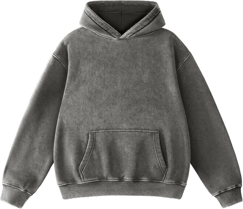 Mens Hoodies Oversized Unisex Acid Wash Hoodie Heavyweight Fleece Vintage Cotton Sweatshirt Men Women Streetwear