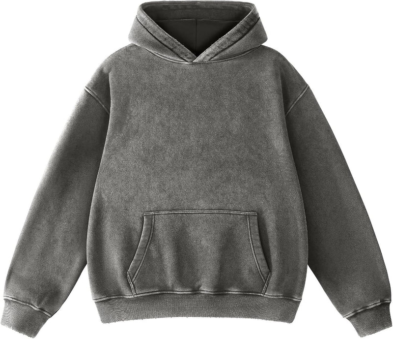 Mens Hoodies Oversized Unisex Acid Wash Hoodie Heavyweight Fleece Vintage Cotton Sweatshirt Men Women Streetwear