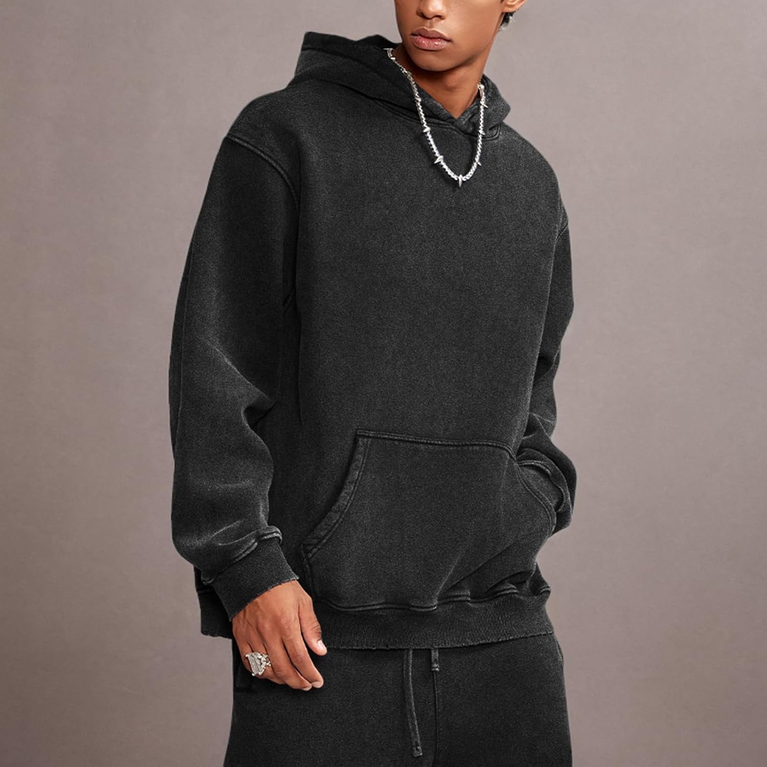 Mens Hoodies Oversized Unisex Acid Wash Hoodie Heavyweight Fleece Vintage Cotton Sweatshirt Men Women Streetwear