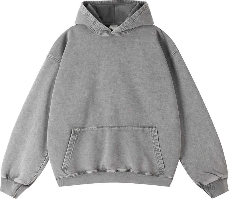 Men Hoodie Oversized Acid Wash Unisex Vintage Heavyweight Cotton Pullover Sweatshirt for Men Women Streetwear 2026