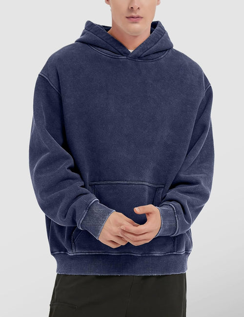 Mens Hoodies Oversized Unisex Acid Wash Hoodie Heavyweight Fleece Vintage Cotton Sweatshirt Men Women Streetwear
