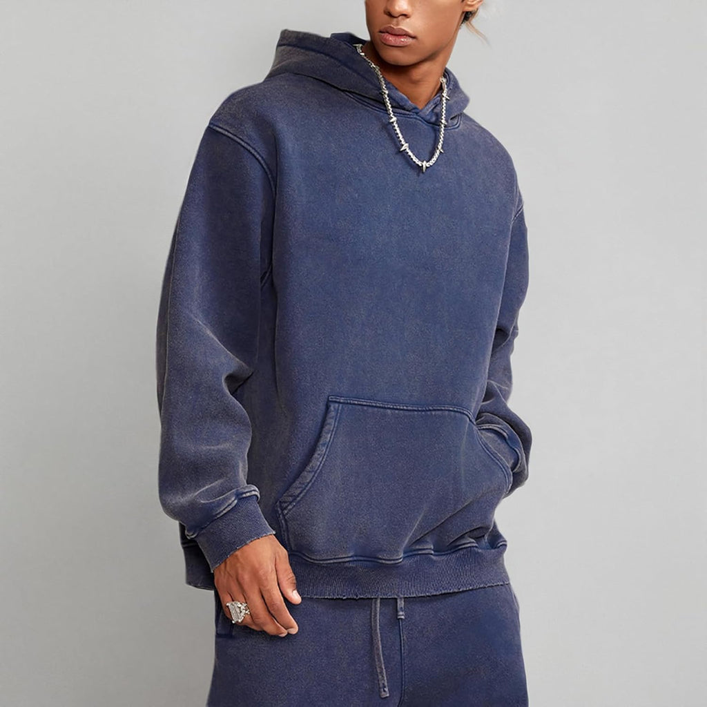 Mens Hoodies Oversized Unisex Acid Wash Hoodie Heavyweight Fleece Vintage Cotton Sweatshirt Men Women Streetwear